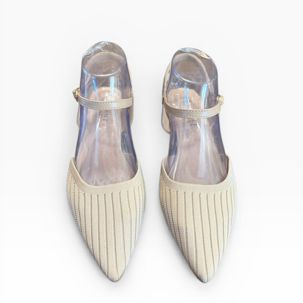Journee Collection Ansley Tan Mary Jane Pointed Toe Flats Size 9 - Picture 2 of 9